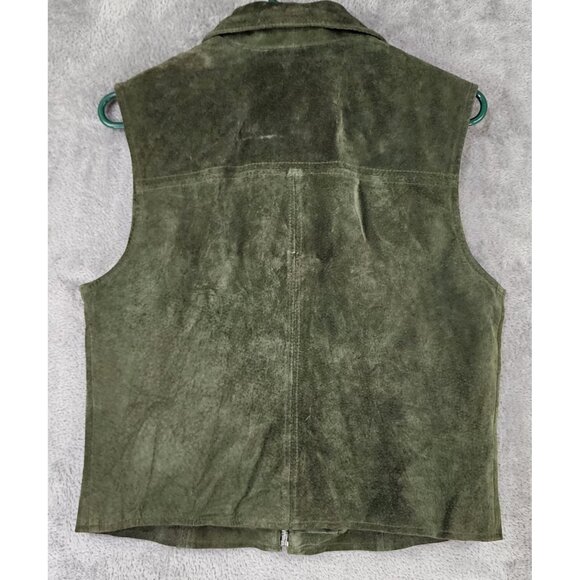 Saguaro Vest Womens Large Green Suede Leather Full Zip Western 90s Vintage Top - Picture 2 of 12